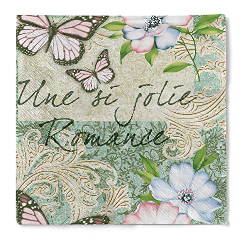 Mank GmbH Servietten aus Tissue 40 x 40 cm 1/4 Falz Dinner Serviette hochwertige Einmal Serviette 100 Stück Jolie Blumen Frühling Sommer von Mank GmbH