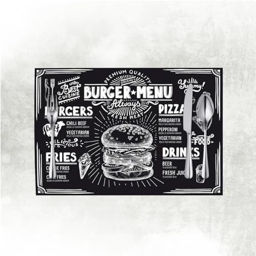 Mank Tischsets aus Papier 40 cm x 30 cm | Platzset ideal für Gastronomie und Feiern | 500 Stück | Burger MENU von Mank GmbH