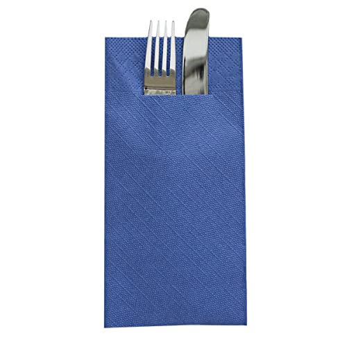 Mank Tissue Deluxe Besteckservietten Uni | 40 x 40 cm | 1/8-Falz | Premium Einweg-Serviette | saugstark | Basic | 75 Stück (Blau) von Mank GmbH