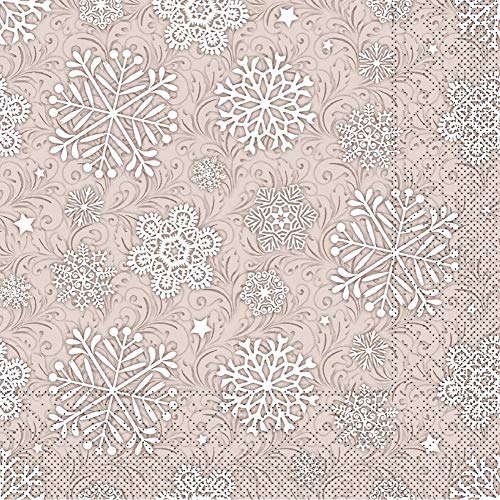 Mank Tissue-Serviette 33 x 33 cm | Weihnachtsservietten | perfekt für Weihnachtsfeiern & Adventsfeiern | 100 Stück | Steven (Hellbraun) von Mank GmbH