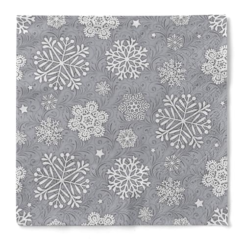 Mank GmbH Tissue Serviette 33 x 33 cm Weihnachtsservietten perfekt für Weihnachtsfeiern & Adventsfeiern 100 Stück Steven (Silbergrau) von Mank GmbH