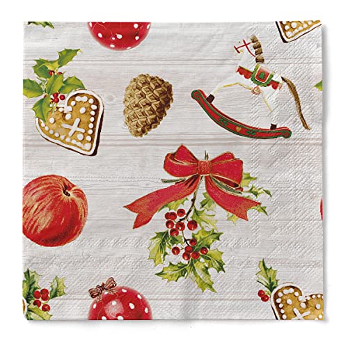 Mank Tissue-Servietten 33x33 cm | Premium Einweg-Serviette | saugstark | perfekt für Weihnachtsfeiern & Adventsfeiern | Weihnachtsservietten | 100 Stück | Advent von Mank GmbH