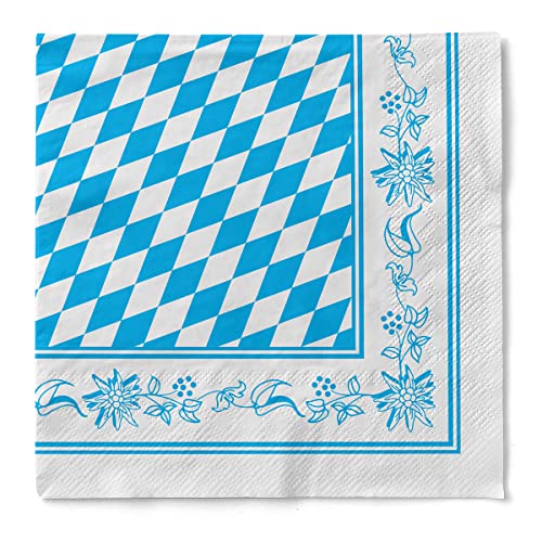 Tissue-Servietten 33x33 cm | Premium Einweg-Serviette | saugstark | perfekt für Partys | 100 Stück | Bayern von Mank GmbH