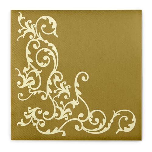 Mank Airlaid-Servietten Pomp 40x40 cm | Premium Einweg-Serviette | textilähnlich und saugstark | perfekt für Hochzeit & Partys | 50 Stück | Gold-Creme von Mank