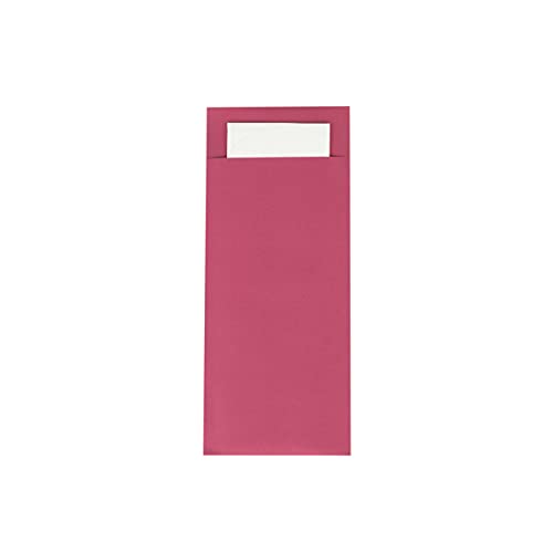 Mank Bestecktasche, 85 x 200 mm, mit 2-lagiger Tissue-Serviette in Weiß, Besteckhülle, Besteckbeutel in verschiedenen Farben (Bordeaux, 100) von Mank