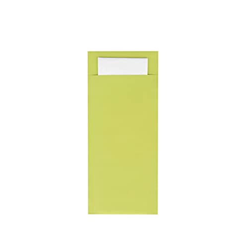 Mank Bestecktasche | 85 x 200 mm | mit 2-lagiger Tissue-Serviette in Weiß | Besteckhülle | Besteckbeutel in verschiedenen Farben | (Lime, 100) von Mank