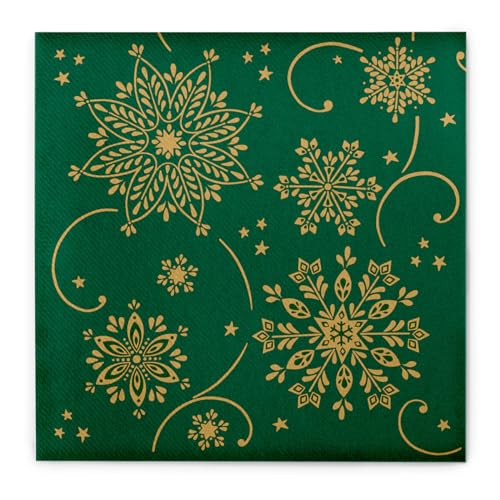 Mank Airlaid-Servietten 40x40 cm | Premium Einweg-Serviette | textilähnlich und saugstark | perfekt für Weihnachtsfeiern & Adventsfeiern | Weihnachtsservietten | 50 Stück | Cristal (Grün) von Mank