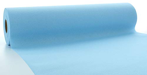 Mank Airlaid Tischläufer 40 cm x 24 m | Gastronomie | Tischdecken-Rolle stoffähnlich | praktische Einmal-Tischdecke | Uni | Neutral | 1 Stück | (Hellblau) von Mank