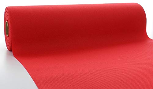 Mank Airlaid Tischläufer 40 cm x 24 m | Gastronomie | Tischdecken-Rolle stoffähnlich | praktische Einmal-Tischdecke | Uni | Neutral | 1 Stück | (Rot) von Mank