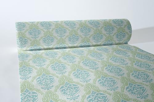 Mank Airlaid Tischläufer 40 cm x 24 m | Tischdecken-Rolle stoffähnlich | praktische Einmal-Tischdecke für Hochzeit oder Partys | Doris (Grün-Blau) von Mank