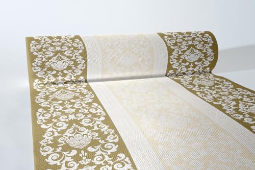 Mank Airlaid Tischläufer 40 cm x 24 m | Tischdecken-Rolle stoffähnlich | praktische Einmal-Tischdecke für Hochzeit oder Partys | Pascal (Gold-Creme) von Mank