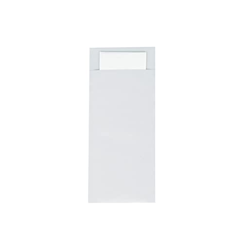 Mank Bestecktasche | 85 x 200 mm | mit 2-lagiger Tissue-Serviette in Weiß | Besteckhülle | Besteckbeutel in verschiedenen Farben | (Perlgrau, 500) von Mank