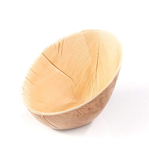 Mank Schale aus Palmblatt oval 12 x 8,6cm | Bio Einweg Suppenschüssel Suppenschale Snackschale Salatschale | 20 Stück von Mank