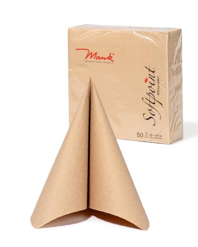 Servietten Softpoint 2-lagig 40 x 40 cm | 1/4 Falz | soft wie Tissue und stabil wie Airlaid | praktische Einmal-Serviette mit Softpoint Prägung | 60 Stück | (Recycled Braun) von Mank