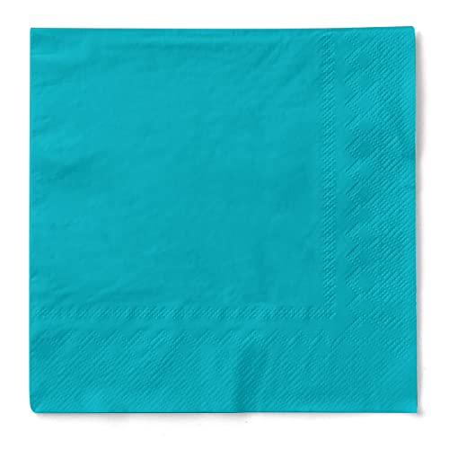 Mank Servietten aus Tissue 33 x 33 cm ¼ Falz | Kaffee Serviette | Basic | Uni | 100 Stück | praktische Einmal-Serviette für Gastronomie und Feiern | (Aqua Blau, 33 x 33 cm) von Mank