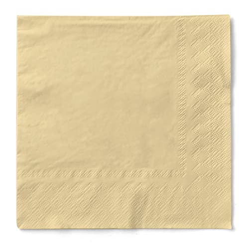 Mank Servietten aus Tissue 33 x 33 cm ¼ Falz | Kaffee Serviette | Basic | Uni | 100 Stück | praktische Einmal-Serviette für Gastronomie und Feiern | (Creme, 33 x 33 cm) von Mank