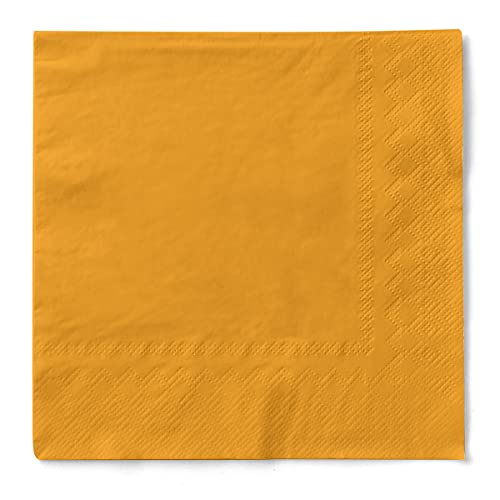 Mank Servietten aus Tissue 33 x 33 cm ¼ Falz | Kaffee Serviette | Basic | Uni | 100 Stück | praktische Einmal-Serviette für Gastronomie und Feiern | (Curry, 33 x 33 cm) von Mank