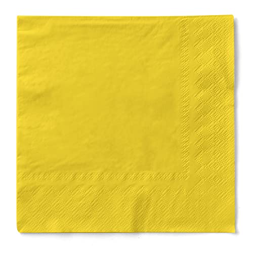 Mank Servietten aus Tissue 33 x 33 cm ¼ Falz | Kaffee Serviette | Basic | Uni | 100 Stück | praktische Einmal-Serviette für Gastronomie und Feiern | (Gelb, 33 x 33 cm) von Mank