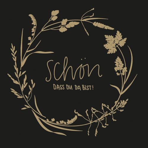 Mank Softpoint Serviette | Schön, dass du da bist! | 2-lagig Tissue | 24 x 24 cm | Feier | Event | Geburtstag | Hochzeit | 100 Stück (Schwarz) von Mank