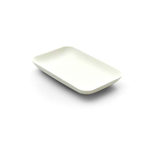 Mank Teller aus Zuckerrohr in Weiß 120x80xH15mm, Bio Einweg Kuchenteller Dessertteller Snackteller Einwegteller, 40 Stück von Mank