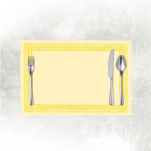 Mank Tischsets aus Vliesstoff 40 cm x 30 cm | Platzset ideal für Gastronomie und Feiern | 250 Stück | mit Webkante (Creme, mit Webkante in Gelb) von Mank
