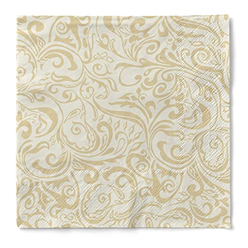 Mank Tissue-Servietten | 40 x 40 cm ¼ Falz | Premium Einweg-Serviette | Perfekt für Gastronomie und Events | 100 Stück | Lias (Champagner-Hellbraun) von Mank