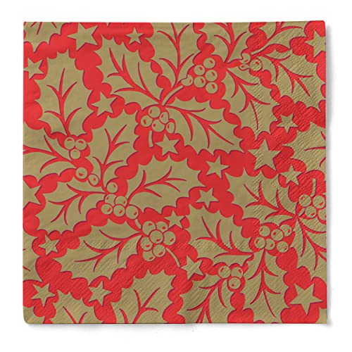 Mank Tissue-Servietten | Premium Einweg-Serviette | saugstark | perfekt für Weihnachtsfeiern & Adventsfeiern | Weihnachtsservietten | 100 Stück | Michael (Rot, 33 x 33 cm) von Mank