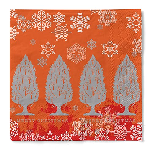 Mank Tissue-Servietten | Premium Einweg-Serviette | saugstark | perfekt für Weihnachtsfeiern & Adventsfeiern | Weihnachtsservietten | 100 Stück | Moira (Rot, 33 x 33 cm) von Mank