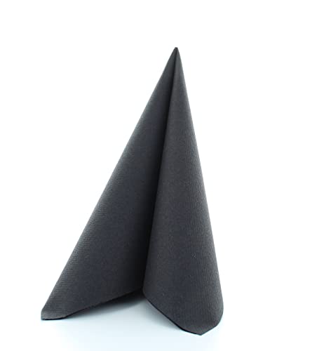Mank Prime Guest Airlaid-Servietten 40x40 cm/Premium Einweg-Serviette/textilähnlich und saugstark/perfekt für Hochzeit & Partys / 50 Stück/Schwarz von Mank