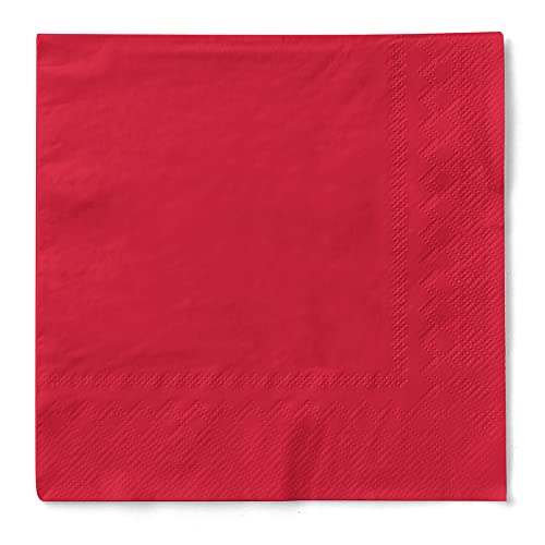 Rote 3-lagige Tissue-Servietten 33 x 33 cm - Premium Einmal-Servietten, 100er-Pack, 1/4-Falz - Ideal für Festlichkeiten, Gastronomie & besondere Anlässe von Mank