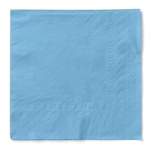Serviette aus 3-lagigem Tissue saugstarke Einmalserviette 100 Stück 33 x 33 cm 1/4 Falz Hellblau Kommunion Konfirmation von Mank