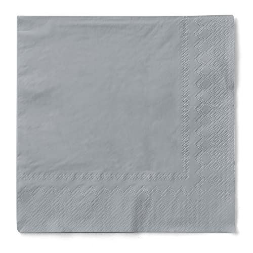 Silberfarbene 3-lagige Tissue-Servietten 33 x 33 cm - Premium Einmal-Servietten, 100er-Pack, 1/4-Falz - Ideal für Hochzeiten, Jubiläen, Gastronomie & besondere Anlässe von Mank