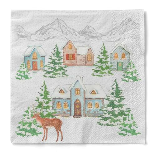 Mank Tissue-Servietten | 3-lagig | perfekt für Gastronomie und Feiern | Weihnachten | Advent | 100 Stück | Sandy (33 cm) von Mank