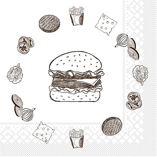 Tissue-Servietten 33x33 cm | Premium Einweg-Serviette | saugstark | perfekt für Burger & Mehr | 100 Stück | Burger Board in Grau von Mank