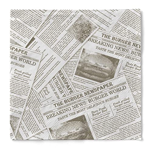 Tissue-Servietten 33x33 cm | Premium Einweg-Serviette | saugstark | perfekt für Burger & Mehr | 100 Stück | Newspaper in Grau von Mank
