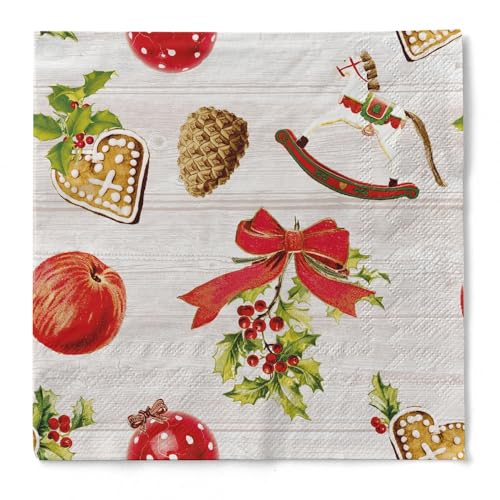 Mank Tissue Servietten 40 x 40 cm Premium Einweg Serviette saugstark perfekt für Weihnachtsfeiern & Adventsfeiern Weihnachtsservietten 100 Stück Advent von Mank