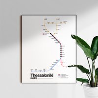 Thessaloniki Griechenland Metro Karte Poster | U-Bahn Dekor 2023 U-Bahn-System Landkarte Kleingedrucktes Von Mankey von MankeyCreativeShop
