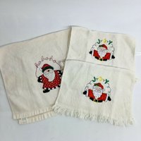 Handtuch Set 3-Teilig Badezimmer Vintage Gestickte Weihnachten Nikolaus Baumwoll Usa von Mannagirls
