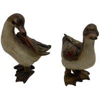 Vintage Handgeschnitzte Holz Ente Gans Figur Volkskunst Hand Bemalt Set von Mannagirls