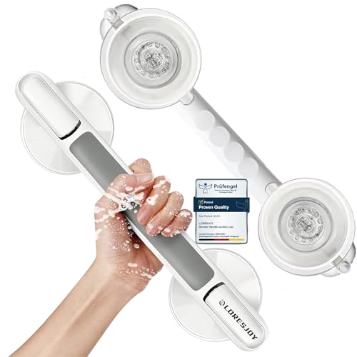 Mannicix Haltegriff Dusche Badewannengriff Ohne Bohren, Duschgriff Mit Saugnapf, Duschgriff Mit Saugnapf, Rutschfreier Haltegriff Bad WC Für Ältere Menschen (2 Stks) von Mannicix