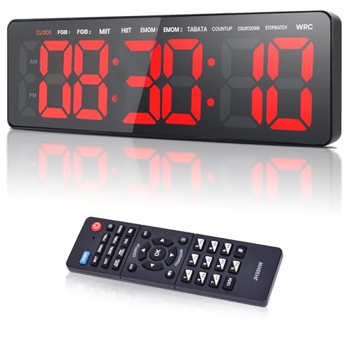 Manoive Gym Timer,13.2" Digital LED Wand Uhr,Sport Timer mit Countdown/UP,Stoppuhr,Crossfit,Workout Intervall für Home Gym Garage,Einstellbare Lautstärke und Helligkeit Manoive Gym Timer,13.2" Digital LED Wand Uhr,Sport Timer mit Countdown/UP,Stoppuhr,Crossfit,Workout Intervall für Home Gym Garage,Einstellbare Lautstärke und Helligkeit von Manoive