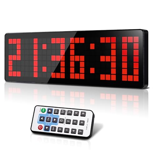 Manoive Gym Timer,13.2" Digitale Wanduhr, LED Fitmess Timer mit Countdown/Up,Stoppuh für Zuhause,Workout,Outdoor Sportübungen, 3 Lautstärke- und Helligkeitsstufen von Manoive