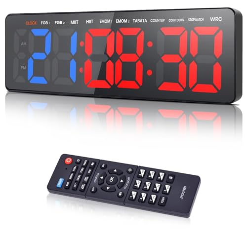 Manoive Gym Timer,16.5" Groß Digital LED Wand Uhr,Sport Timer mit Countdown/UP,Stoppuhr,Crossfit,Workout Intervall für Home Gym Garage,Einstellbare Lautstärke und Helligkeit von Manoive