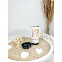 Thermobecher "Cool Mom Club" Mit Henkel | Ca. 390 Ml Trinkbecher Ideal Für Tee Und Kaffee Geschenk Mamas Kaffeebecher von Manokhandmade