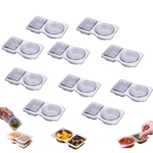 30 Stück Snack Container - Wiederverwendbare Snack Boxen 2 Fächer - Gewürzbehälter Mit Zwei Fächern - Snackbehälter Mit Deckel - Verdickte Soßen-Gewürze Und Dip-Behälter Für Picknick Und Reisen von Manolyee