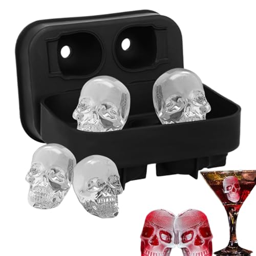 3D Schädel Eisform,4-fache Schädel-Form Mit Deckel Für Grusel-Partys - Staubgeschütztes Kühlwürfel Werkzeug Für Säfte Gekühlte Cocktails Whisky 3D Schädel Eisform,4-fache Schädel-Form Mit Deckel Für Grusel-Partys - Staubgeschütztes Kühlwürfel Werkzeug Für Säfte Gekühlte Cocktails Whisky von Manolyee