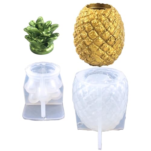 Ananas-Blumentopfform | Ananas-Harzglasform mit Deckel - Ananasförmige Vase, Stifthalter, Flaschenglas für Schmuck, Ornamente, Schmuckbehälter Ananas-Blumentopfform | Ananas-Harzglasform mit Deckel - Ananasförmige Vase, Stifthalter, Flaschenglas für Schmuck, Ornamente, Schmuckbehälter von Manolyee