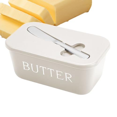 Butterdose mit Deckel - Butterbehälter - Mit Messer Luftdichter Käsebehälter Für Kochen Servieren Camping Kühlschrank Küche von Manolyee