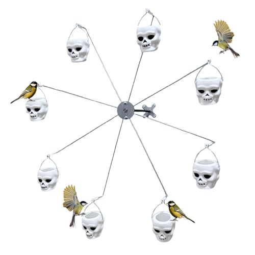 Drehendes Riesenrad Vogelfutterspender,Futterspender für Wildvögel im Freien - Halloween Schwalben Futterbehälter mit 8 Eimern für Wellensittiche und Spatzen für Outdoor Naturliebhaber Rasen von Manolyee