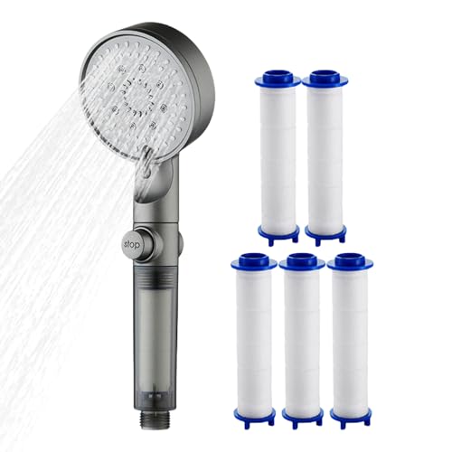 Duschkopf mit Handbrause - 5 Modi gefilterte Dusche mit starkem Wasserdruck - Einstellbarer Brausekopf Für Badezimmer Wohnwagen Wohnung Fitnessstudio von Manolyee